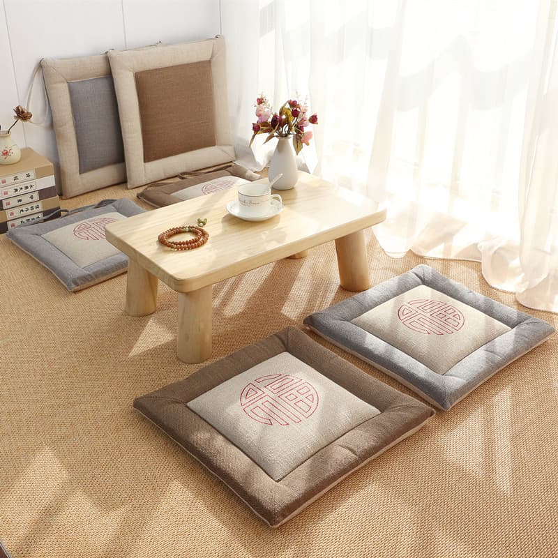 Fabric Four-Season Home Dining Chair Cushion Tatami Mat Thickened Breathable Floor Chinese Style Office Chair Cushion Student