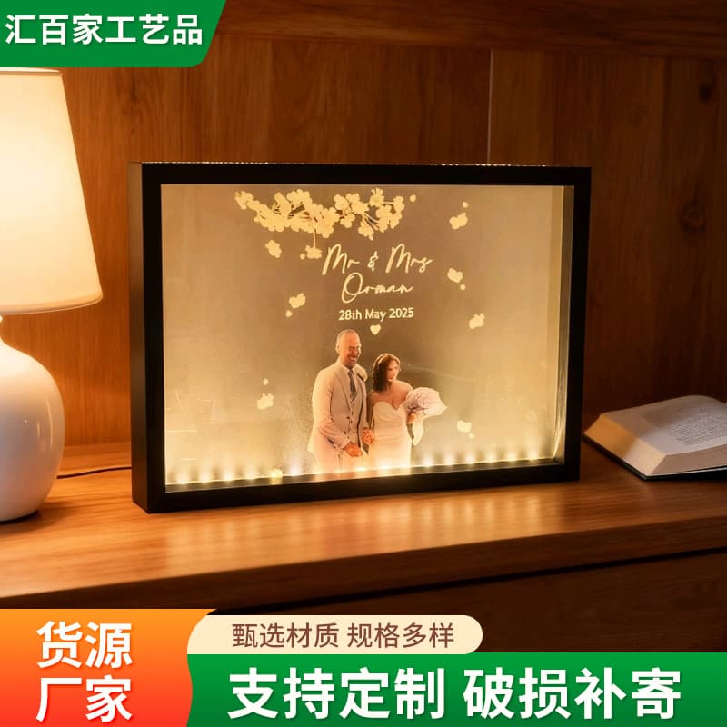 Glowing Photo Frame DIY Creative Ornament Night Light Display Frame Transparent Light Art Bedside Table Ambience Lamp Rectangular