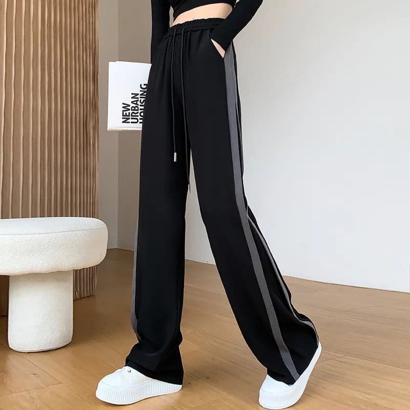 Wide Leg Pants for Women Spring Summer Korean Loose Fit Straight Pants Plus Size Slimming Casual Floor-Length Trousers for Petite Students Trendy