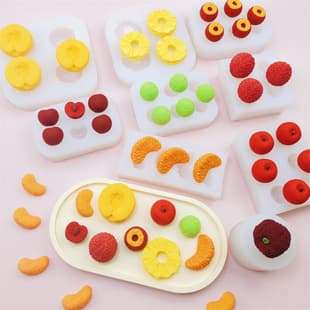 Fruit Orange Yellow Peach Bayberry Cherry Pulp Silicone Mold, Cake Dessert Decoration Mold Plaster Epoxy Mold