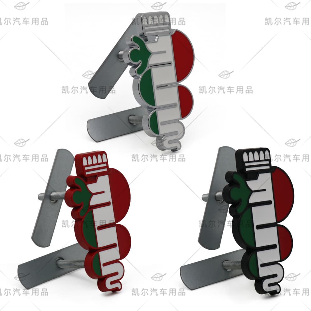 For Alfa Romeo Emblem Modified Three-Color Snake Grille Badge Front Grille Emblem
