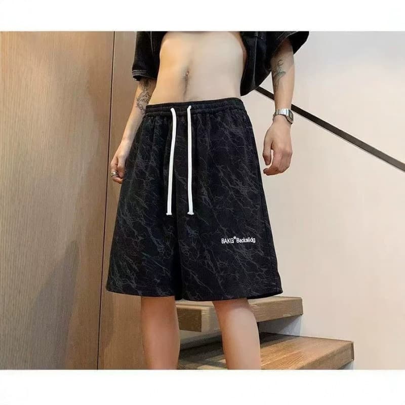 Xinxuan Summer Loose Shorts Casual Athletic Shorts American Tie-Dye Embroidered Five-Point Outer Shorts for Men