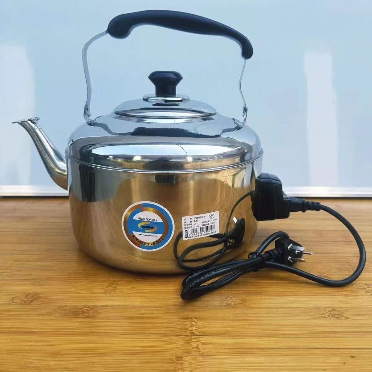 Vintage Electric Kettle Large Capacity Anti-Dry Boiling Whistle Stainless Steel Tea Kettle Plug-in Water Heater for Home
