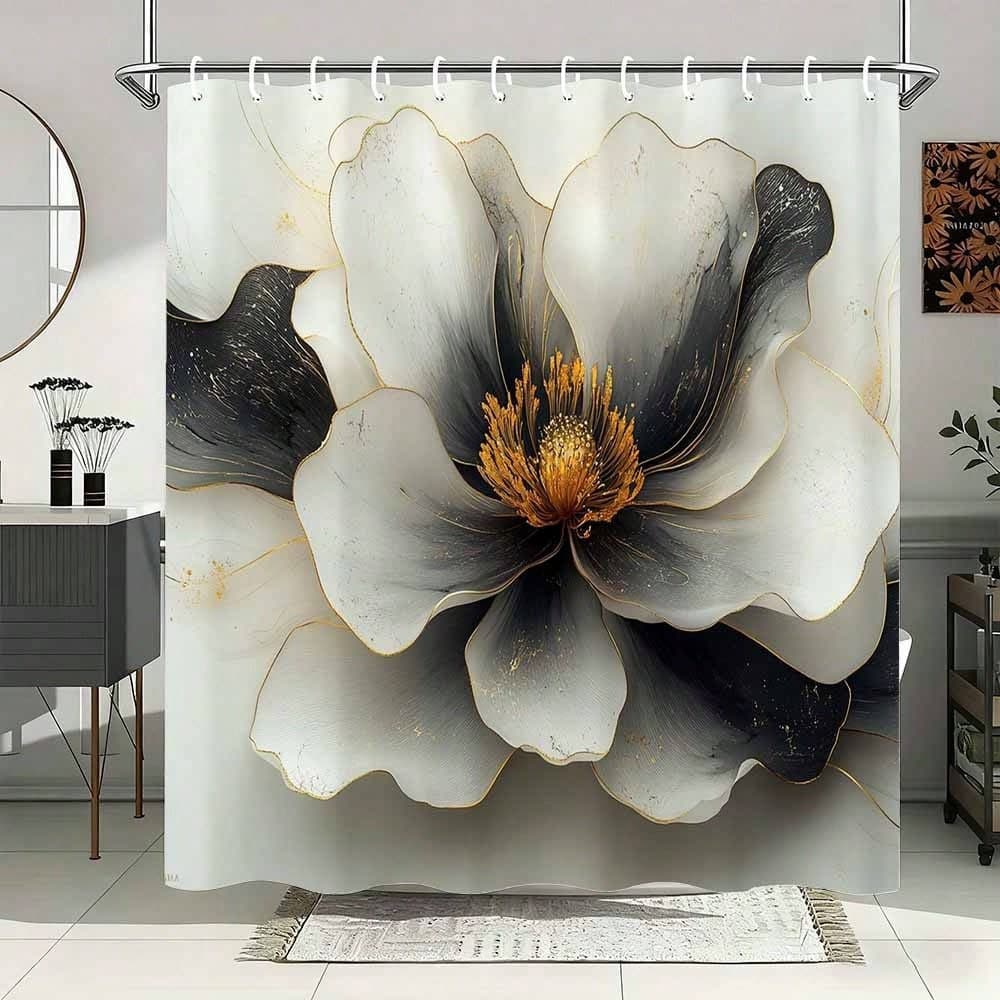 Foreign Trade Xiyin New Modern Art Floral Shower Curtain Bathroom Ins-Style Bathroom Decoration Home Accessories Door Curtain