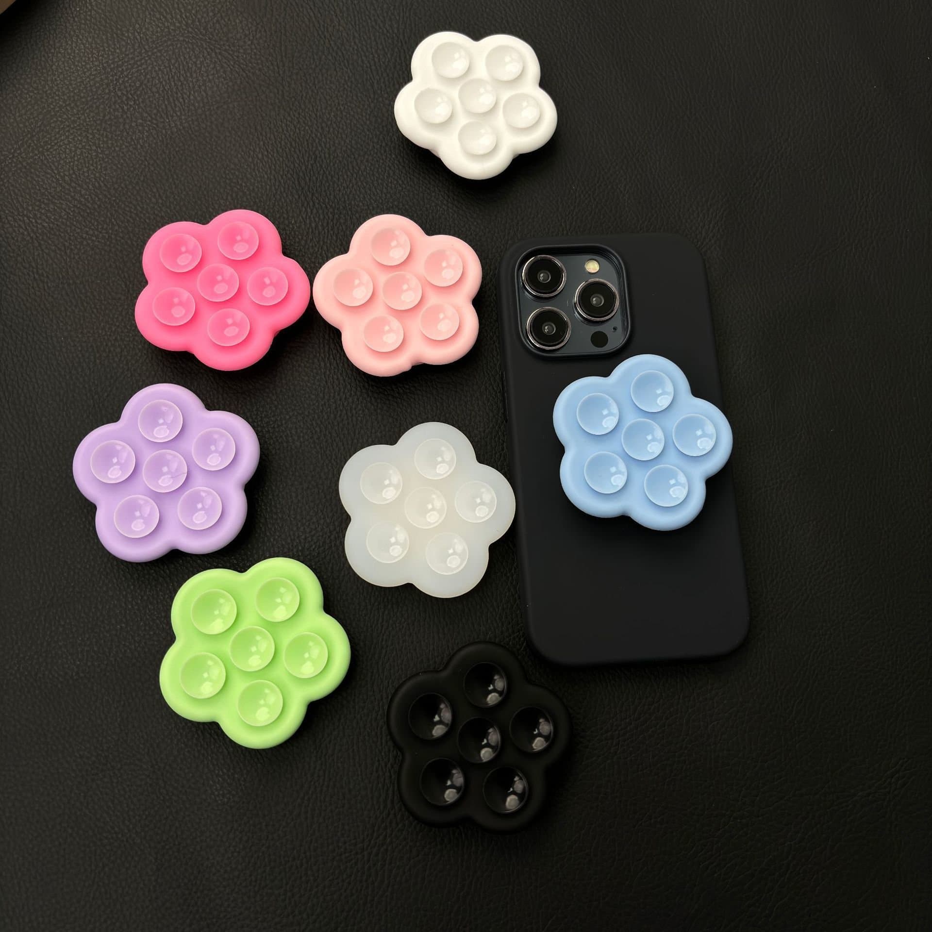 Flower Phone Air Cushion Stand Silicone Suction Cup Phone Ring Holder Adhesive Retractable Foldable Cute Portable