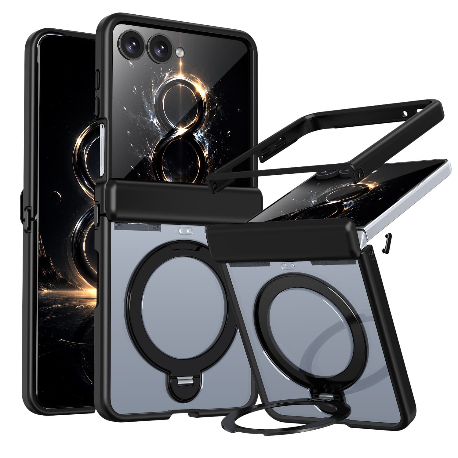 Compatible with Samsung Z Flip 8 Foldable Phone Case 360-Degree Pivot Magnetic Stand Z Fold 8 Ultra Protective Cover Shockproof
