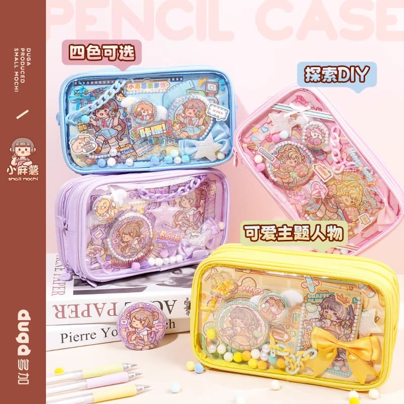 Xiaomashu Ita Bag Pencil Case Large Capacity Clear Badge Pencil Case Handmade Badge DIY Ita Bag Storage Bag Ins