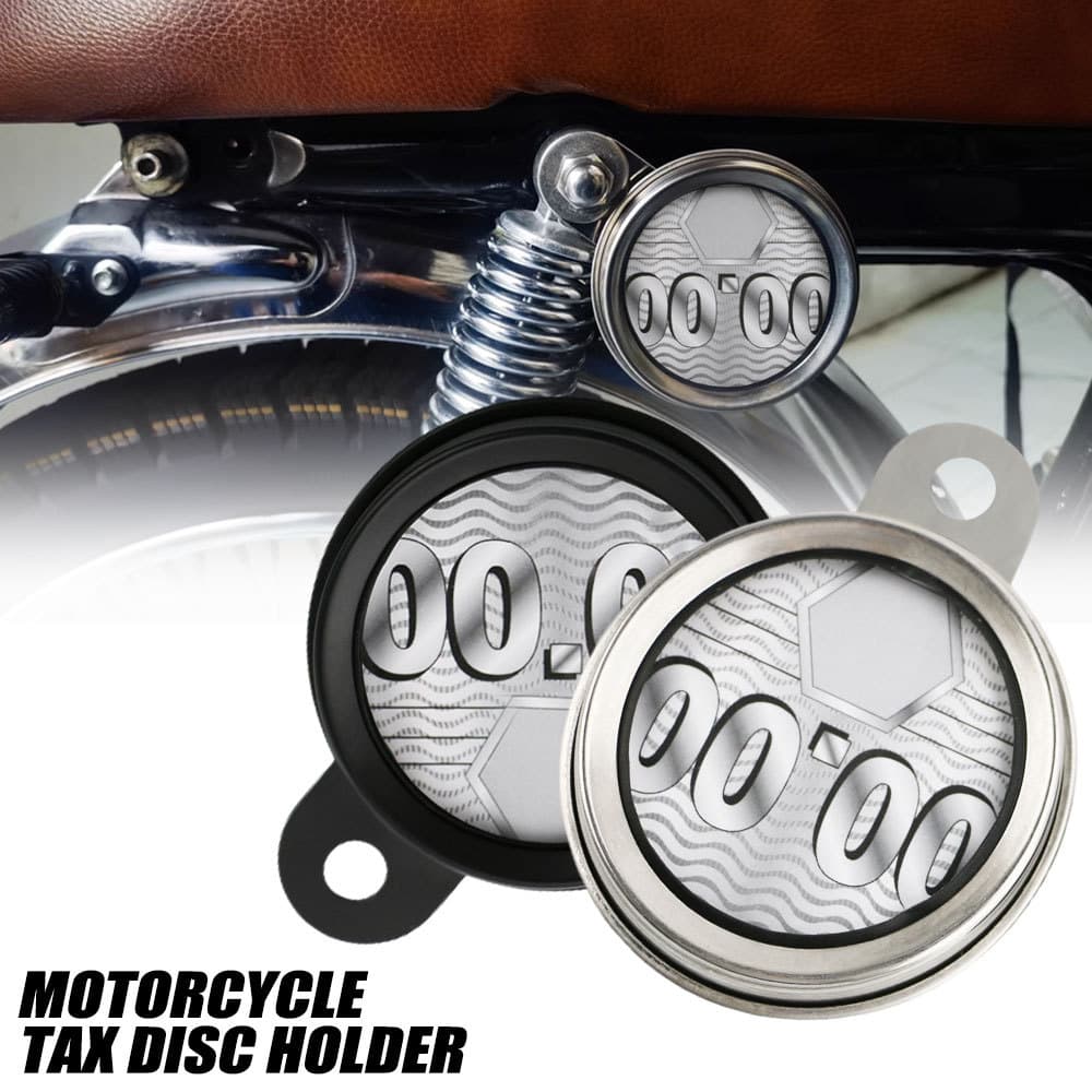 Universal Motorcycle Waterproof Stainless Steel Insurance Tag Plate Round Tax Disc Holder Modified Motorcycle