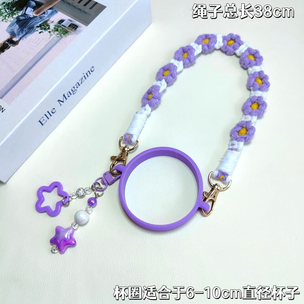 Daisy Woven Cup Strap for Wedgwood Cup Handle Strap Stanley Thermos Cup Strap Chain