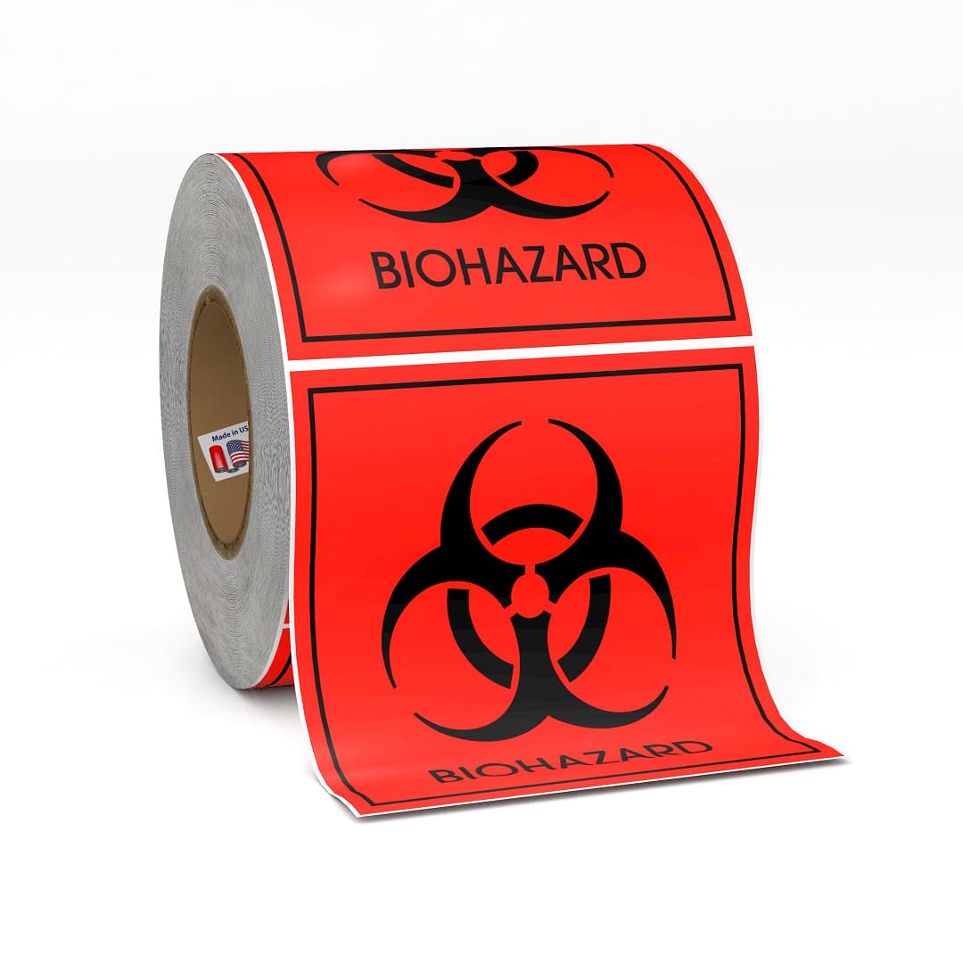 4*4 Inches * 200 BIOHAZARD Warning Label Stickers, Logistics Transportation Labels