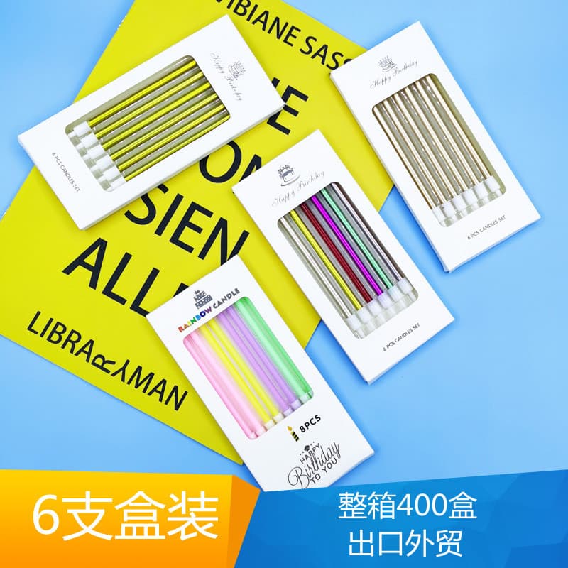 Factory Wholesale Gold-Plated Pencil Birthday Candles Gold Silver Threaded Candles Long Stem Party Candles