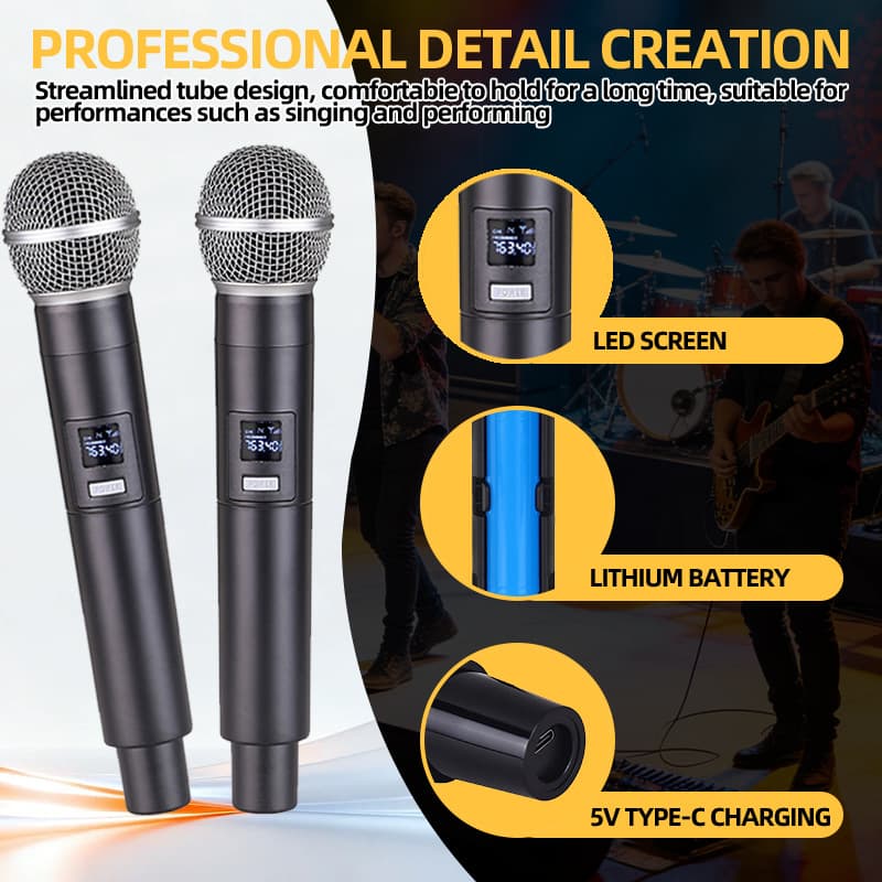 2.4G Wireless Microphone Charging Set One-to-Two for Home KTV Sound Card Live Streaming Karaoke Professional Handheld Wireless Microphone