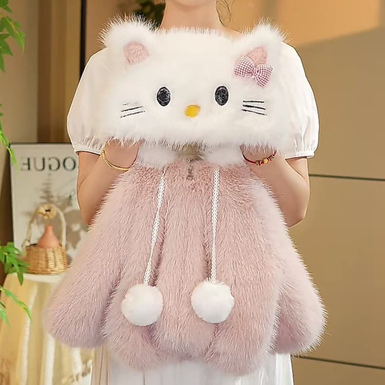 Girls' fur coat 2025 new style KT cat fashionable children's clothing autumn and winter thickened cute sweater fleece-lined top