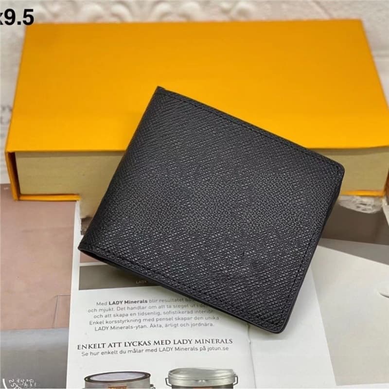 Factory Export Wallet 60223 Black Short Classic Hot Selling Cross Grain Bifold Wallet Card Holder