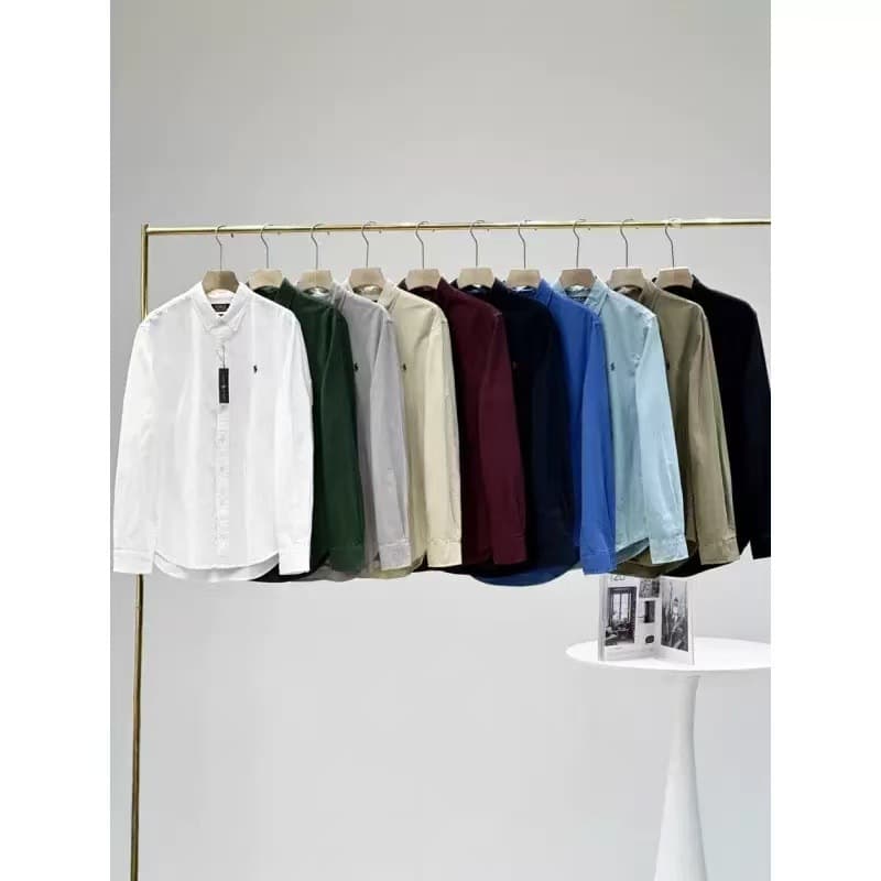 Men's and Women's Sun Protection Linen Shirt with Ralph Lauren Embroidered Pony Logo, Long Sleeve Business Slim Fit Casual Shirt