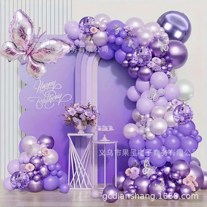 New Cross-Border Butterfly Balloon Chain Set for Birthday Party Wedding Decoration Garland Balloon Arch