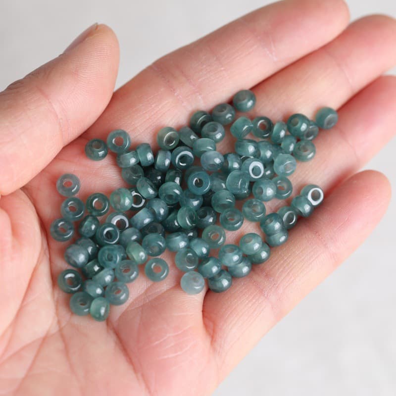 Blue Water Jade Large Hole Abacus Beads Small Spacers Accessories Jade DIY Sweater Chain Necklace Jewelry Semi-finished