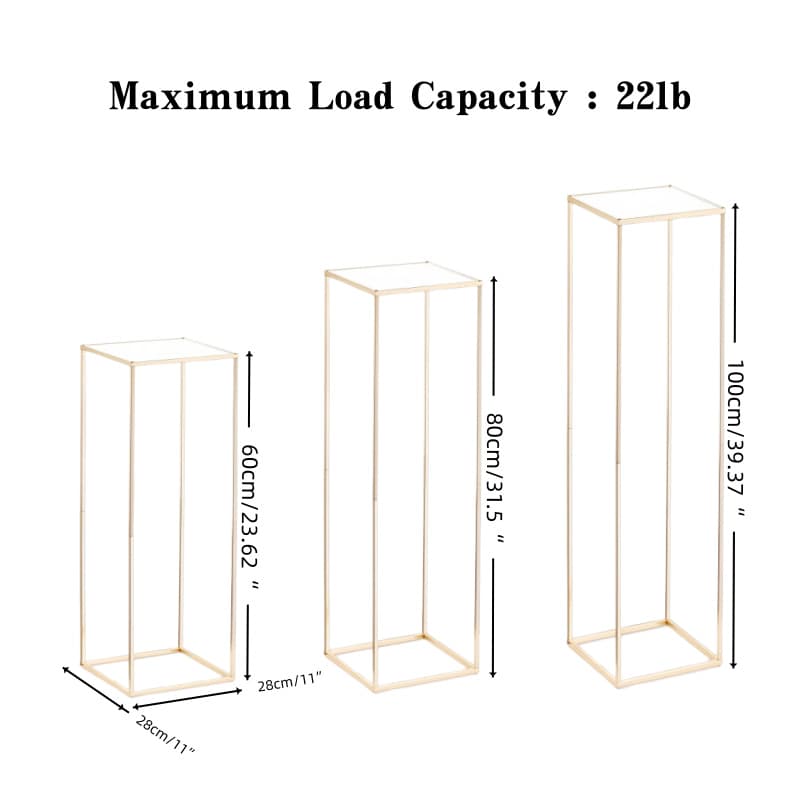 Cross-border Wedding Decoration Aisle Flower Stand Gold Wrought Iron Wedding Prop Stand Ornament Electroplated Square Frame Decorative Vase