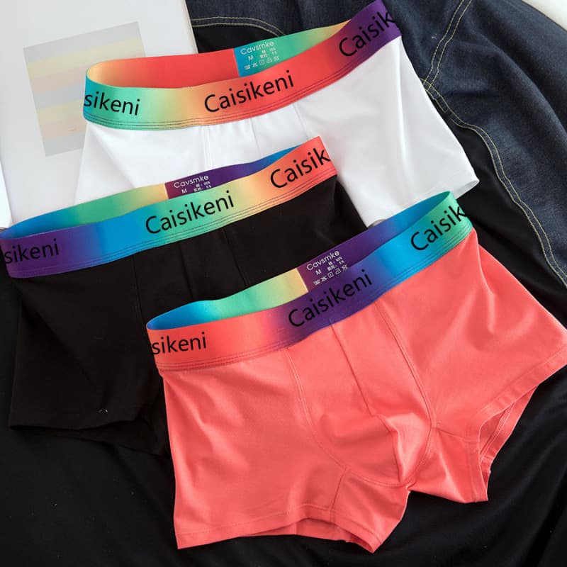 Men's Trendy Fashion Pure Cotton Solid Gradient Boxer Briefs Winter Comfortable Men's Underwear
