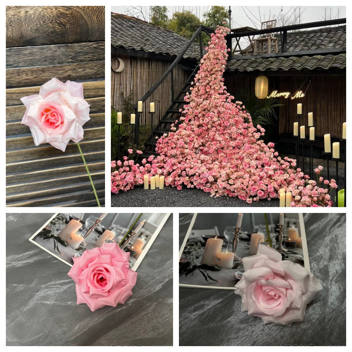 Single Stem Diamond Rose Artificial Flower Wedding Outdoor Decoration Photo Prop Large Rose Waterfall