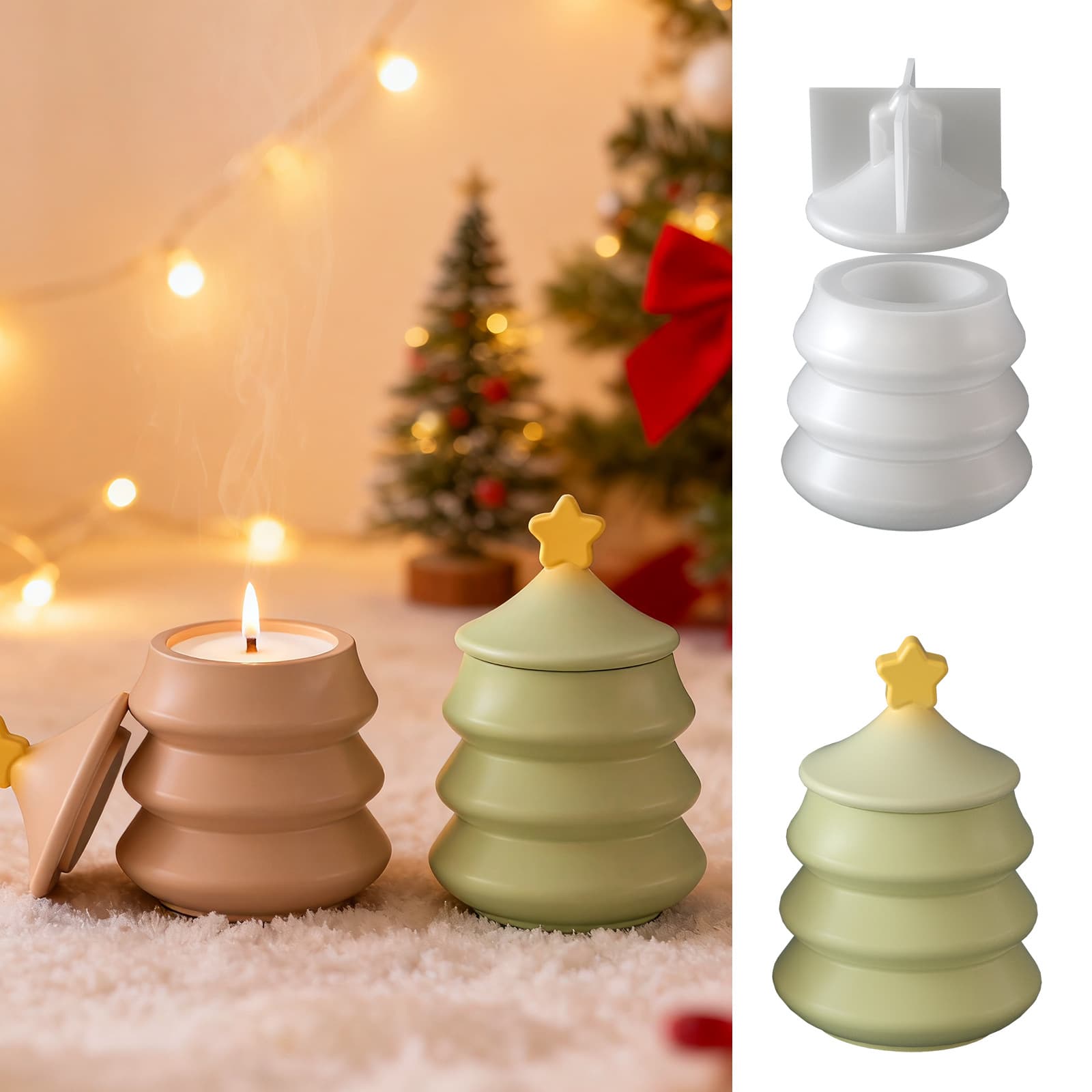 Creative Five-Pointed Star Christmas Tree Storage Plaster Cup Ornament DIY Epoxy Aromatherapy Resin Candle Cup Silicone Mold