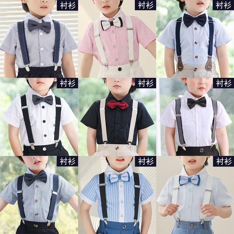 Summer children's shirt, baby boy, Korean style short-sleeved cotton shirt, handsome inner suit, children's performance clothing