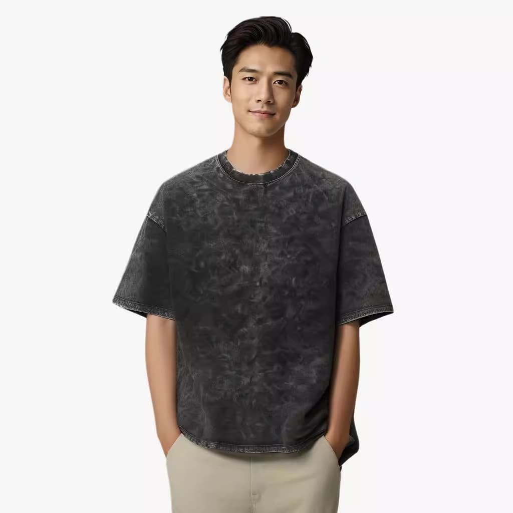 Washed Heavyweight 240G Men's T-shirt Short Sleeve Shoulder Drop Style Casual Cotton Round Neck Basic Mass Market T-shirt