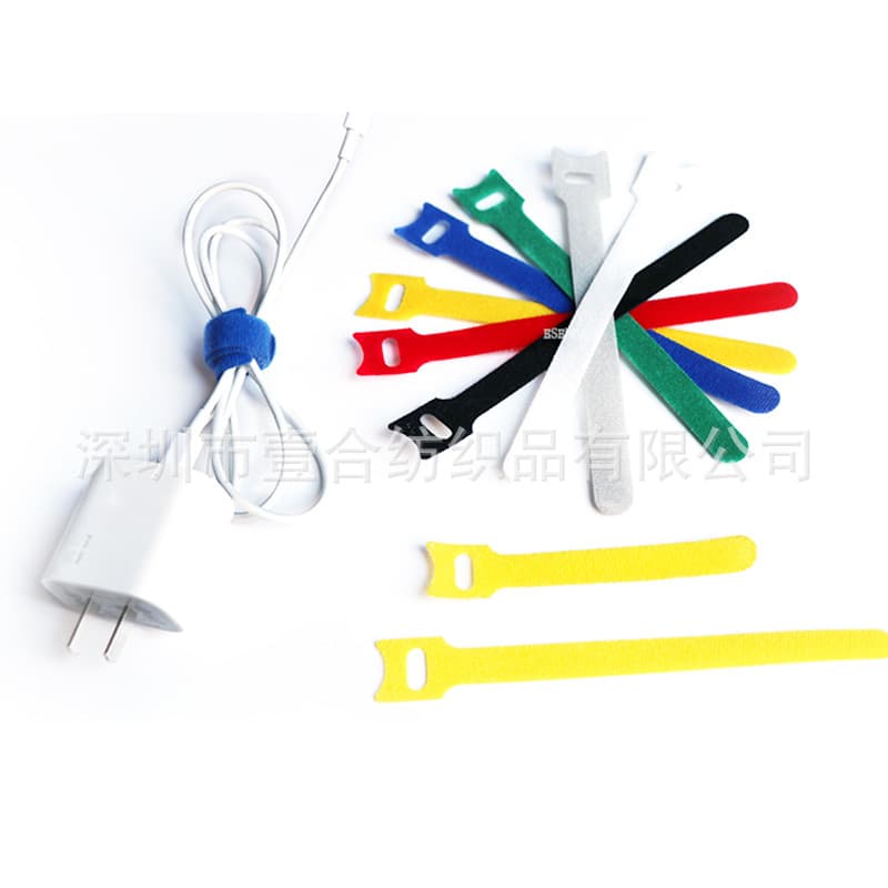 Velcro cable tie with self-adhesive backing, widened hook-and-loop strap with needle-shaped owl head design