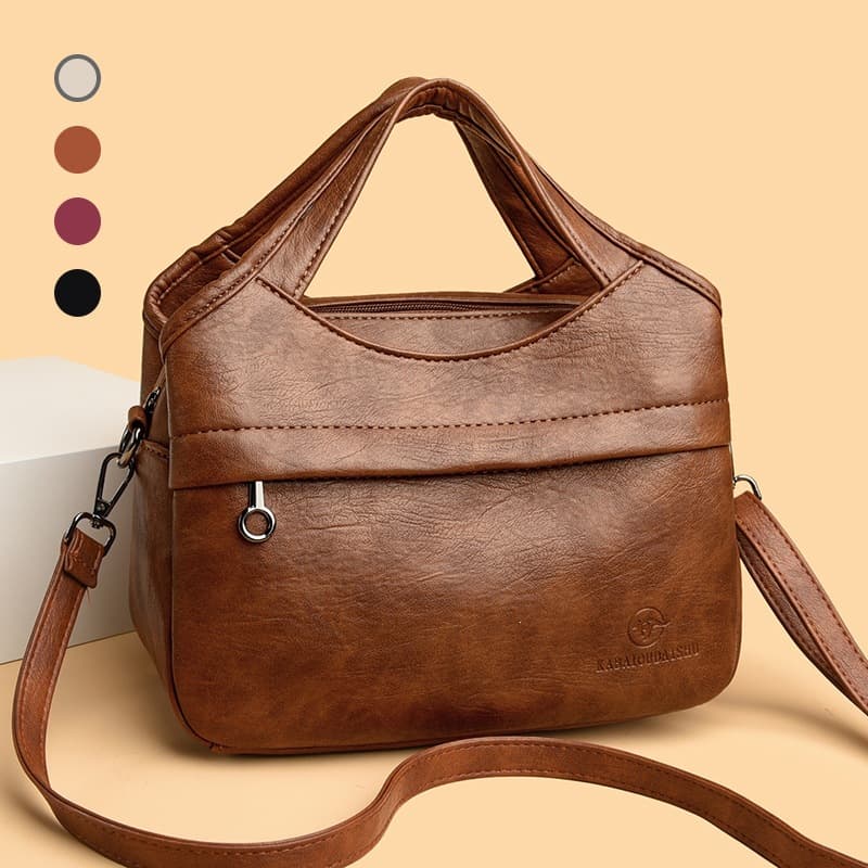 New retro large-capacity shoulder bag, simple and versatile solid color crossbody bag, high-end soft leather texture casual commuter bag