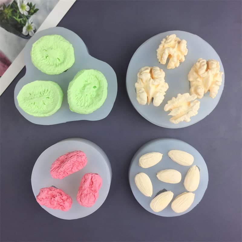 Simulation DIY Kiwi Slice Almond Walnut Jujube Silicone Mold Fondant Cake Chocolate Decoration Baking
