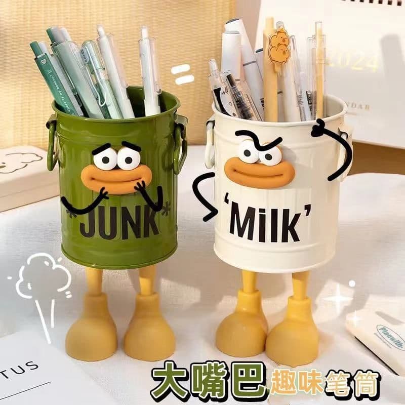 Funny Big Mouth Iron Pen Holder Large Capacity Student Desktop Storage Pen Box Office Cute Ornament