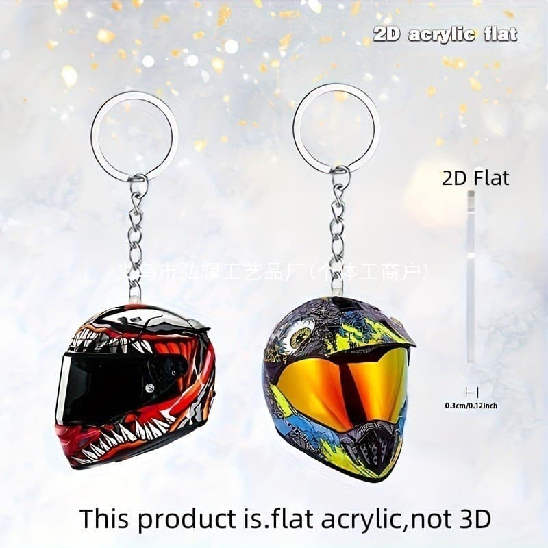 Cross-border new acrylic flat motorcycle helmet car pendant car pendant backpack pendant key anti-lost god