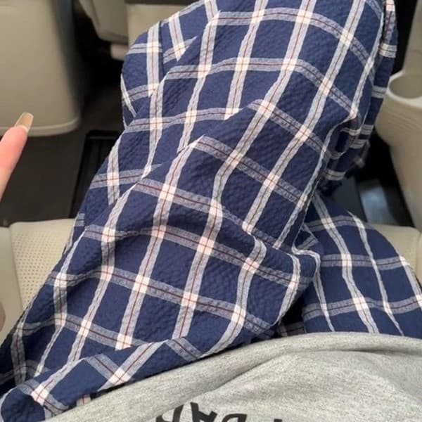 Pajama Pants for Men and Women Summer Loose Fit Plus Size Wearable Outdoors Trendy Bubble Cotton Plaid Ins Style Home Pants