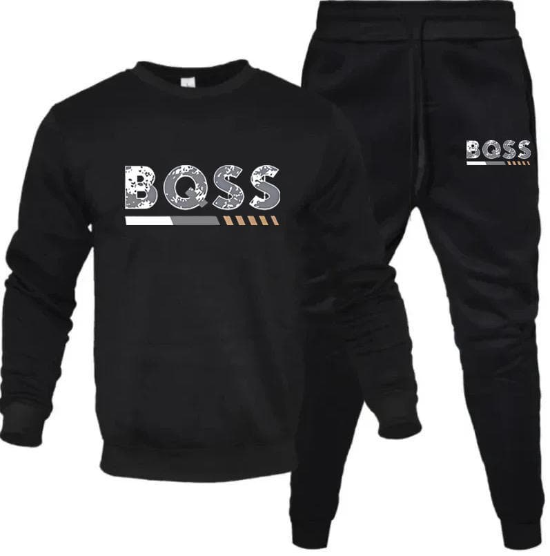 Cross-Border Pullover Crewneck Sweatshirt Tracksuit Set Sweatshirt Set Fashion Fleece Autumn Warm Men's 2-Piece Set
