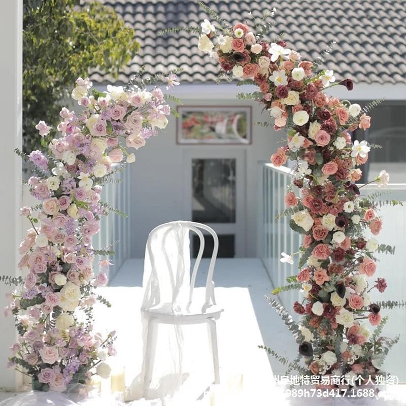Wholesale Wedding Arch Bullhorn Arch Iron Arch Flower Stand Frame Curved Outdoor Lawn Wedding Decoration Arch Frame