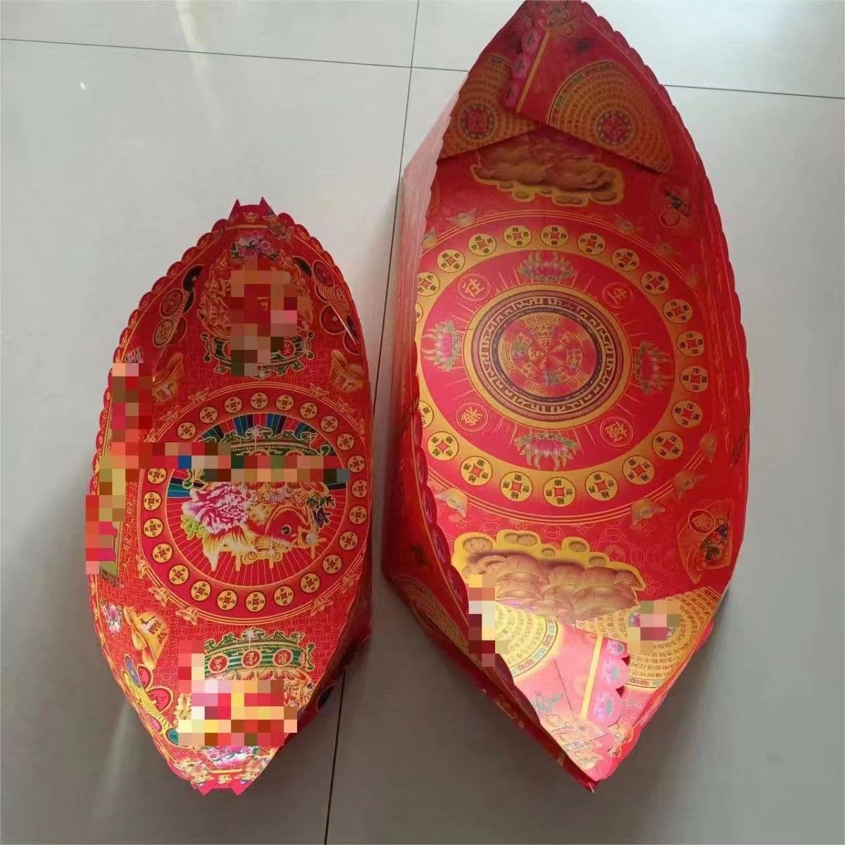 Large Semi-Finished Foldable Paper Boats (77x28 cm) for Memorial Services, Including Five-Phase and Sailboat Designs