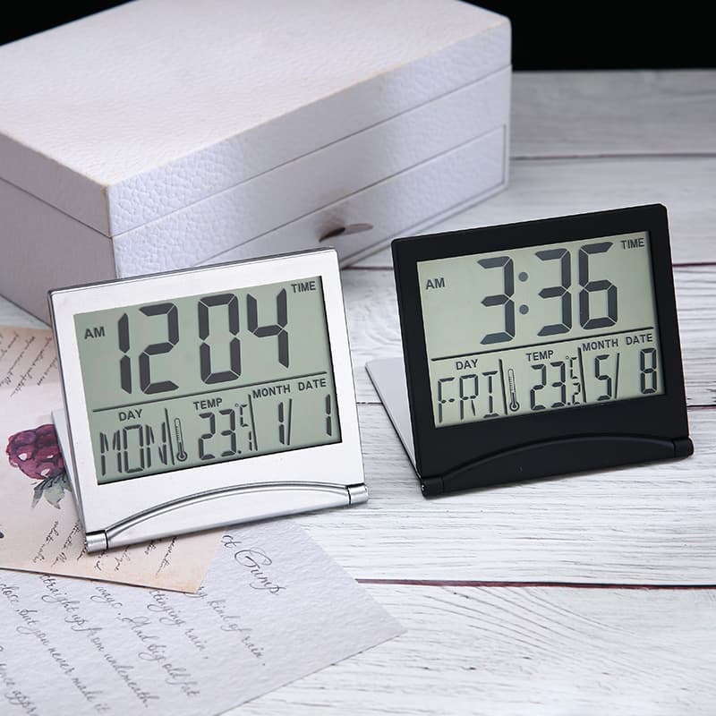 Cross-border Wholesale Creative Minimalist Travel Clock, Folding Digital Electronic Alarm with Date and Temperature Display, Desktop Clock