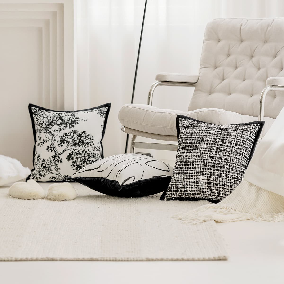 Custom Cross-border Home Throw Pillow French Chic Style Luxury Cushion Living Room Modern Minimalist Pillow Wholesale Luxury Style