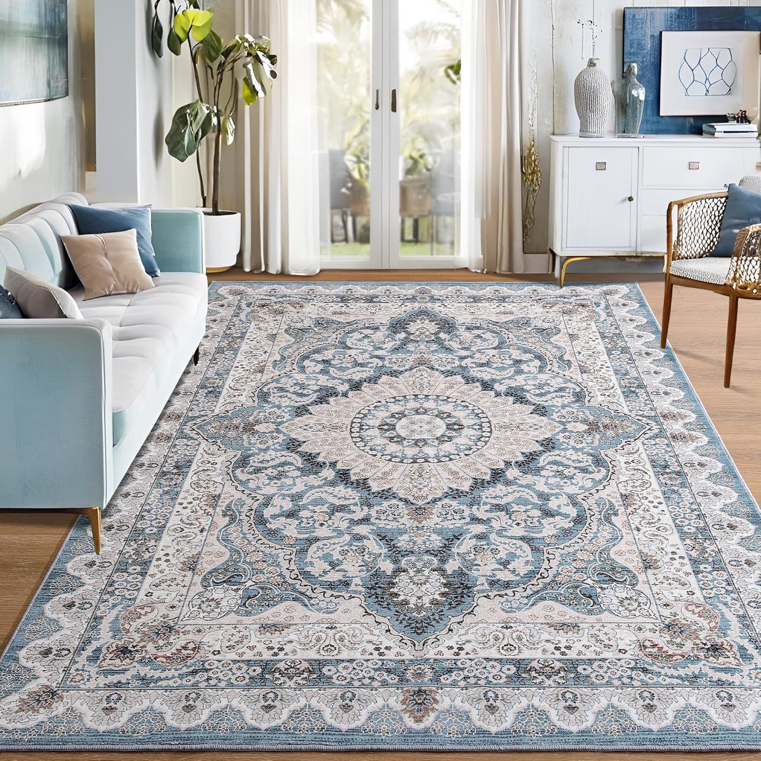 Cross-border retro Persian imitation cashmere carpet living room non-slip and stain-resistant decorative sofa coffee table blanket easy care bedside blanket