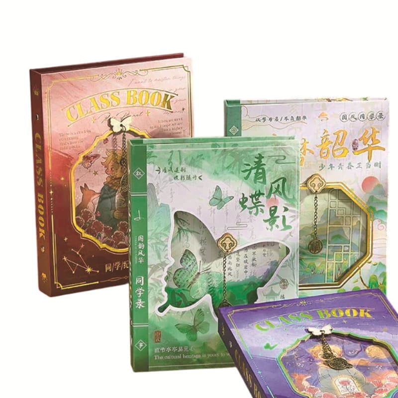 Cute Cartoon Color Page Hollow-Out Graduation Book Aesthetic Family Journal with Pendant