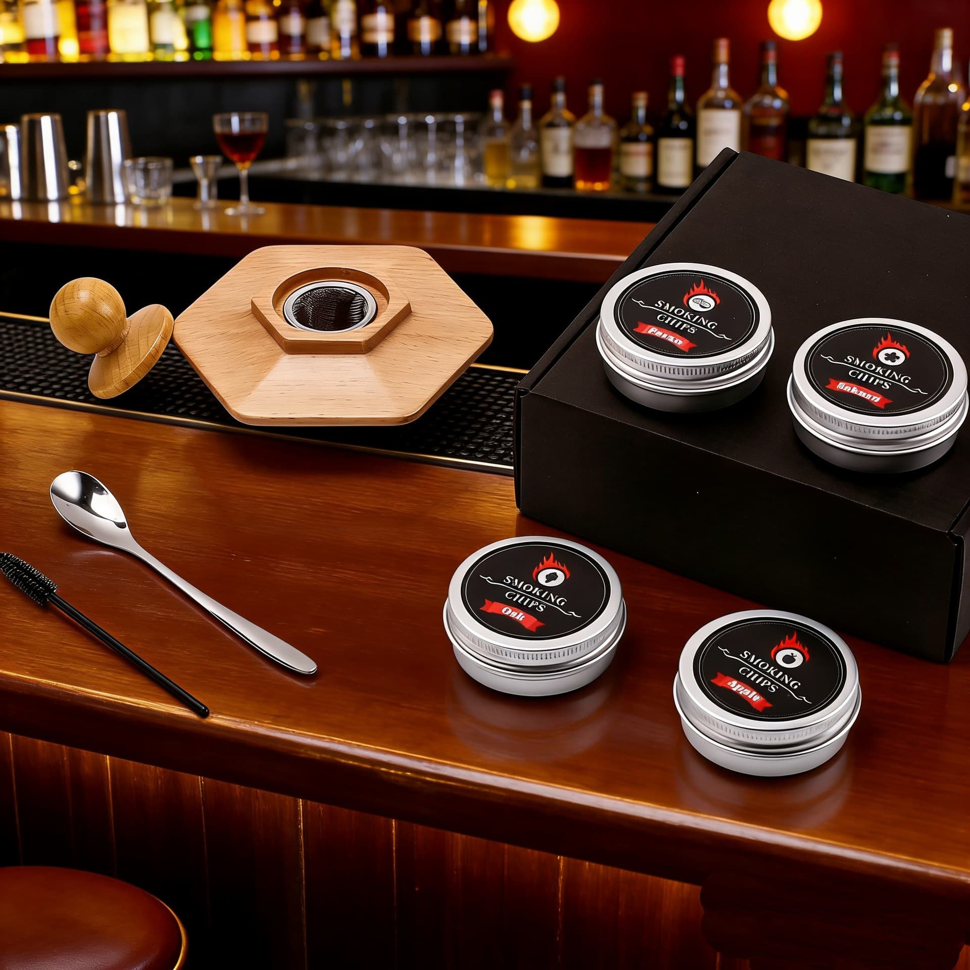 Spot cross-border cocktail smoker set four flavors wood chip smoker whiskey smoker set