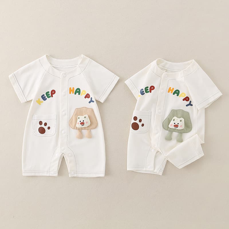 Summer Newborn Baby Thin Bodysuit Cartoon Short Sleeve Romper 2026 New Style Baby Boys Bodysuit