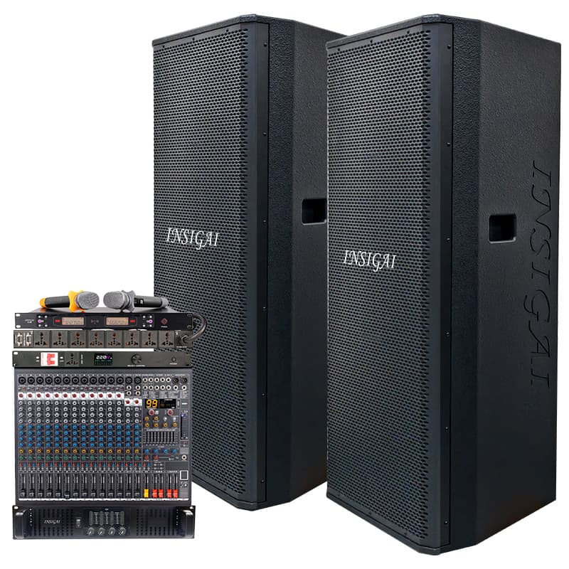 Insigai Audio-Visual Dual 15inch High-Power Speaker Two-Way Professional Stage Subwoofer Square Dance Sound System
