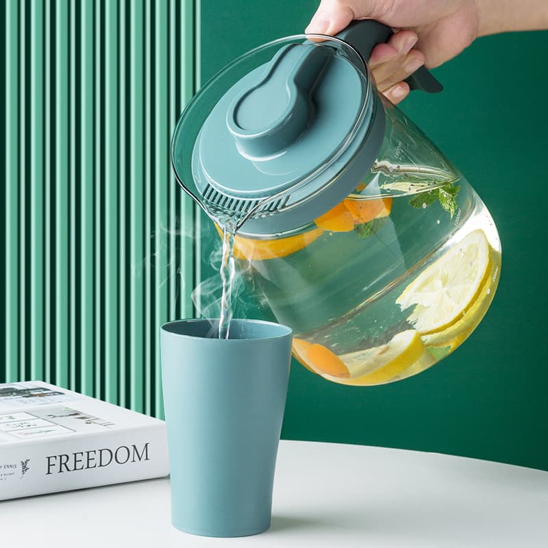 Home Refrigerator Cold Water Pitcher Set, Large Capacity Heat-Resistant Glass Water Bottle for Cold Brew Tea