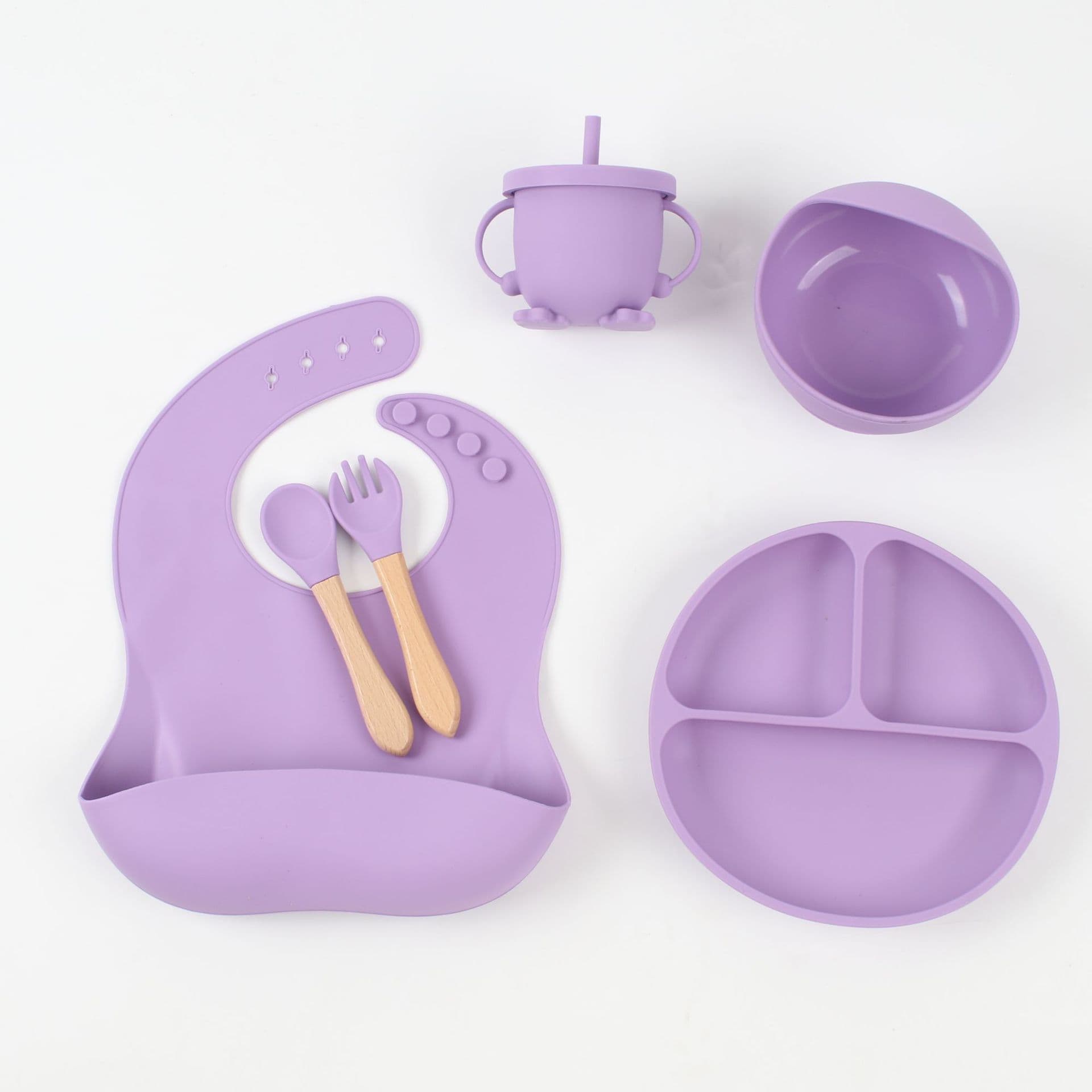 6-piece set of silicone dinner plates, baby supplies, mother and baby supplies, children's supplies, baby tableware sets, silicone bowls