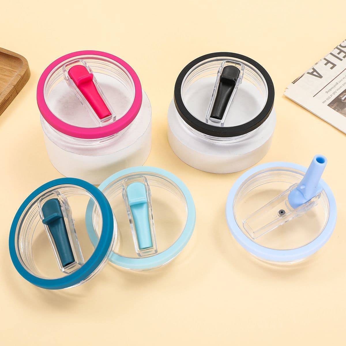 40oz Fourth Generation Car Cup Lid Sealed Transparent Cup Lid Plastic Cup Lid Threaded Cover Ice Pa Cup Lid