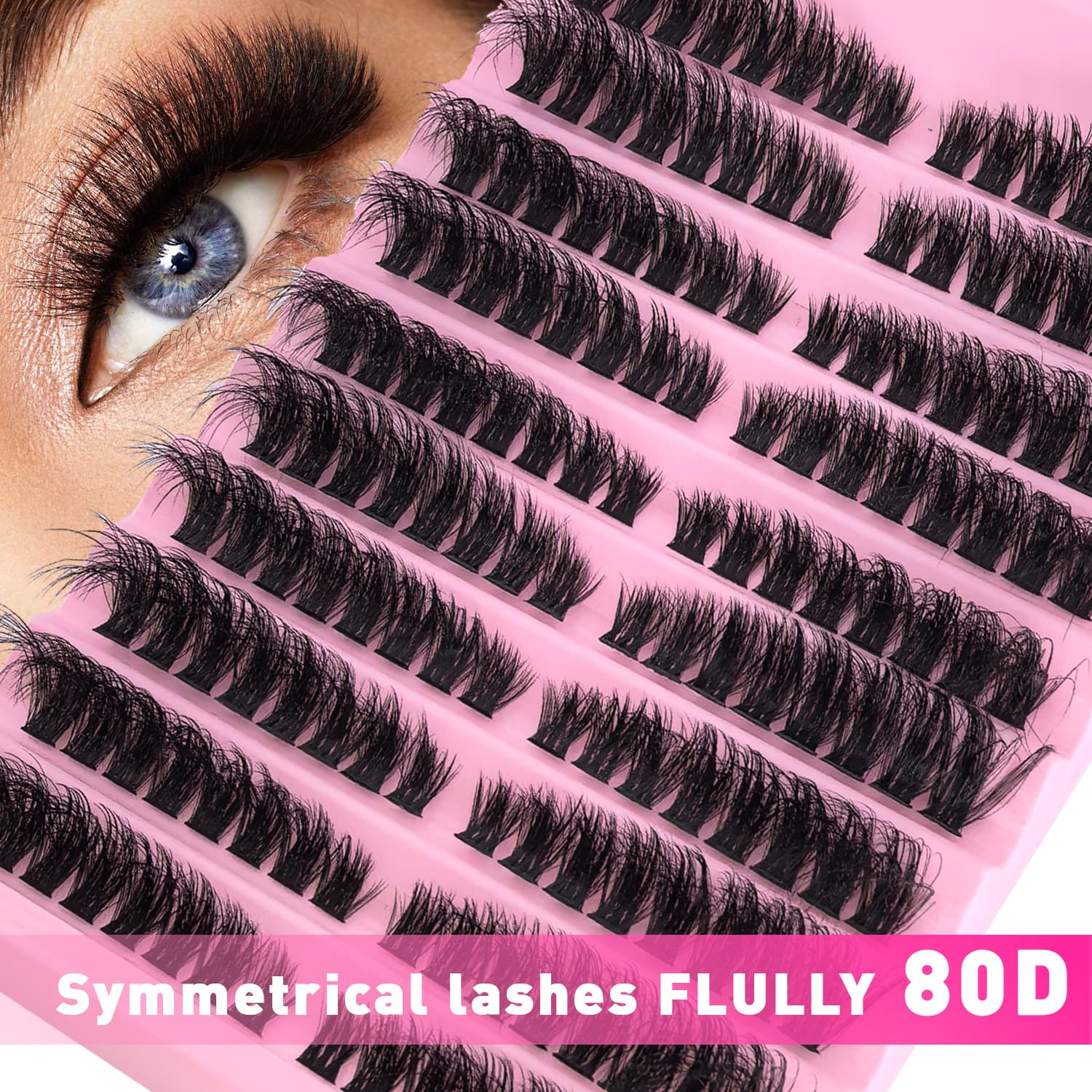 Cross-border eyelash washboard 80D pair, high-capacity fluffy dense European and American segmented false eyelashes, export style