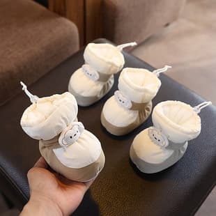 Winter High Top Fleece Lined Learning Walk Shoes 3-12 Months Baby Boy Girl Cartoon Anti-Slip Fleece Lined Shoes