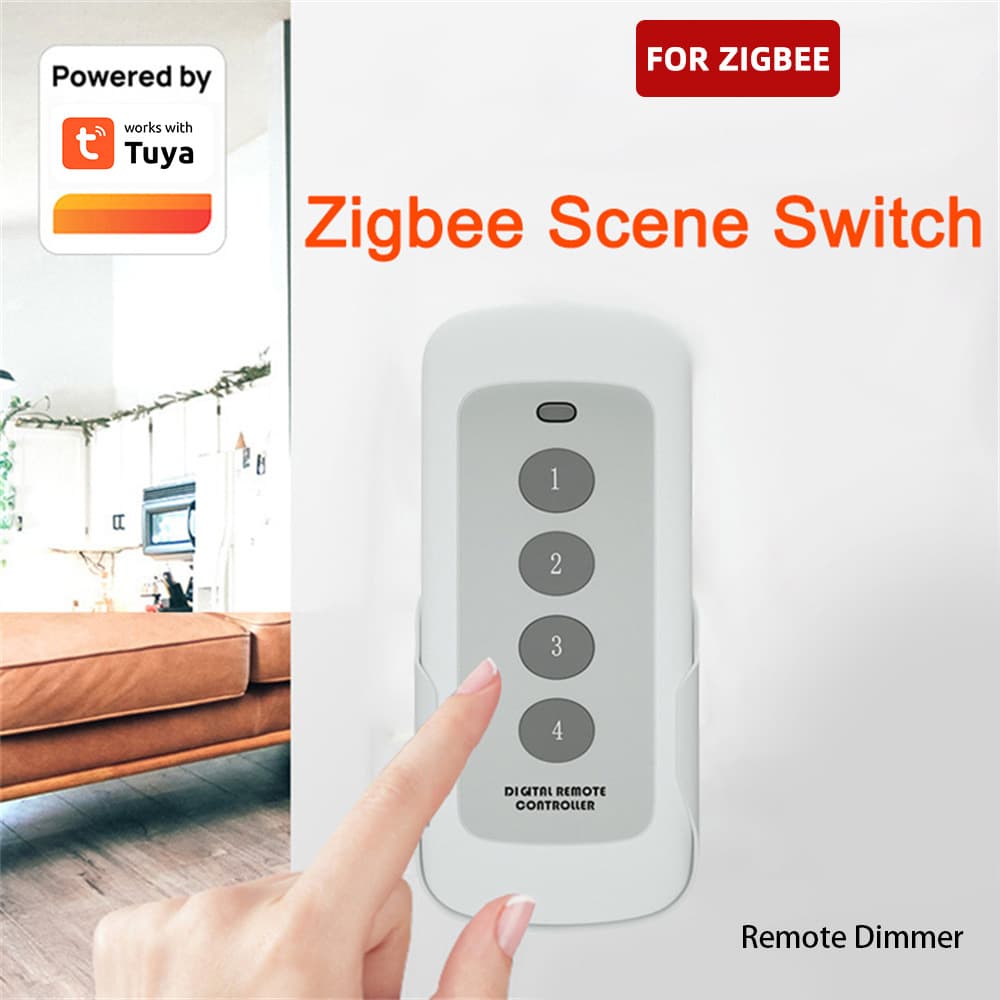 Tuya Smart Zigbee 4-Key Scene Switch Smart Link Wireless Switch App Timer Scene Sticker