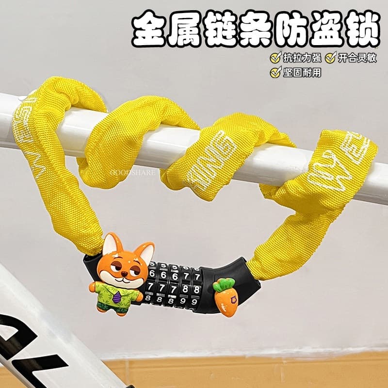 2026 new bicycle metal chain anti-theft lock, strong and durable, firmly locks the alloy mountain bike lock
